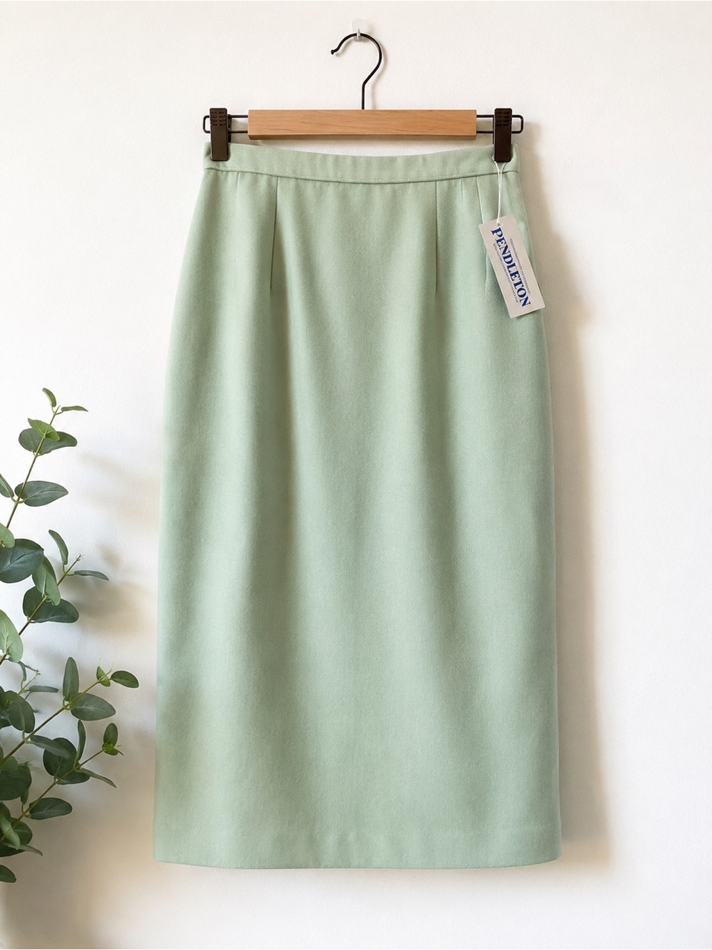 ▶️ Pendleton VTG Virgin Wool Pencil Skirt Women 6 Light Green NWT Pockets Midi - Picture 1 of 8